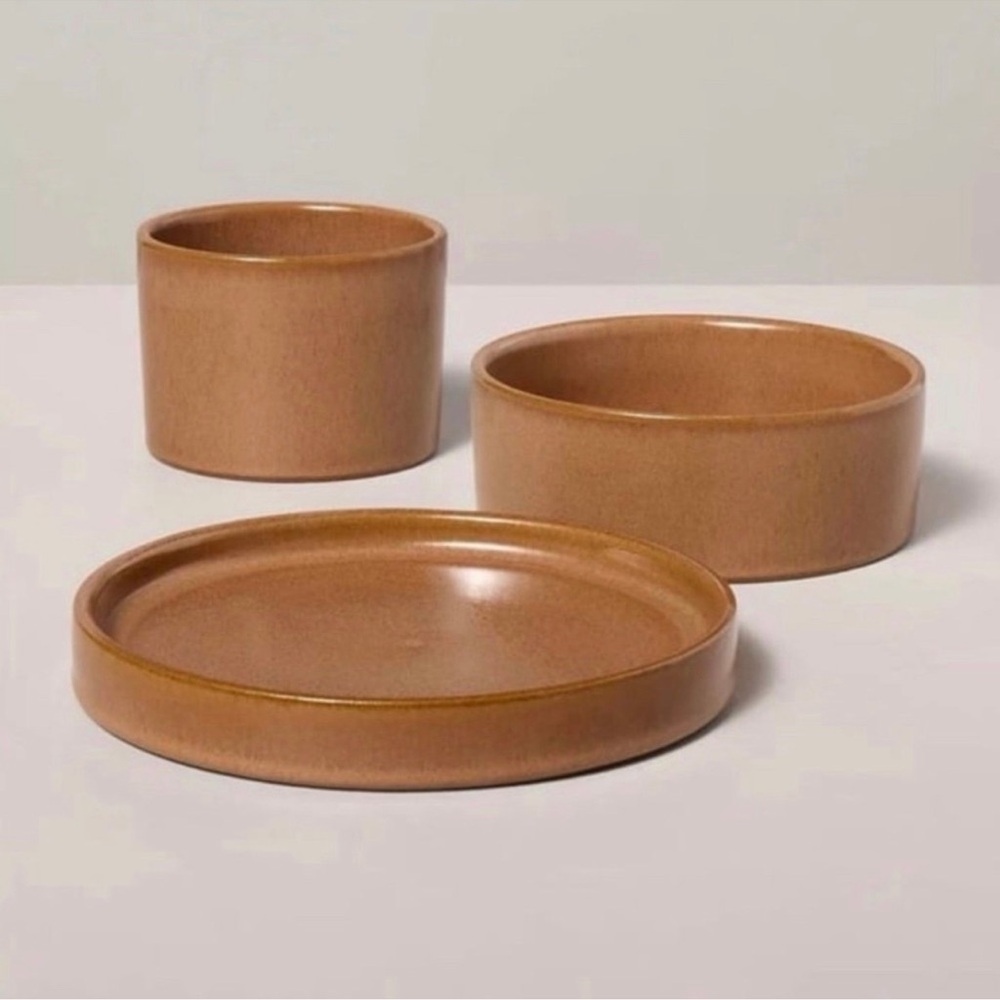 Hearth & Hand with Magnolia Bowl & Accessory 3pc Pumpkin Brown Tray Set NEW